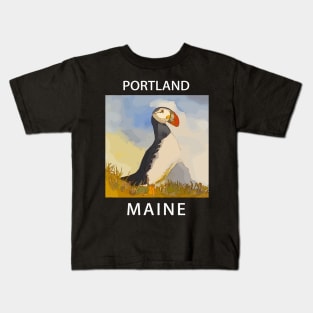 Puffin, Portland Maine Kids T-Shirt